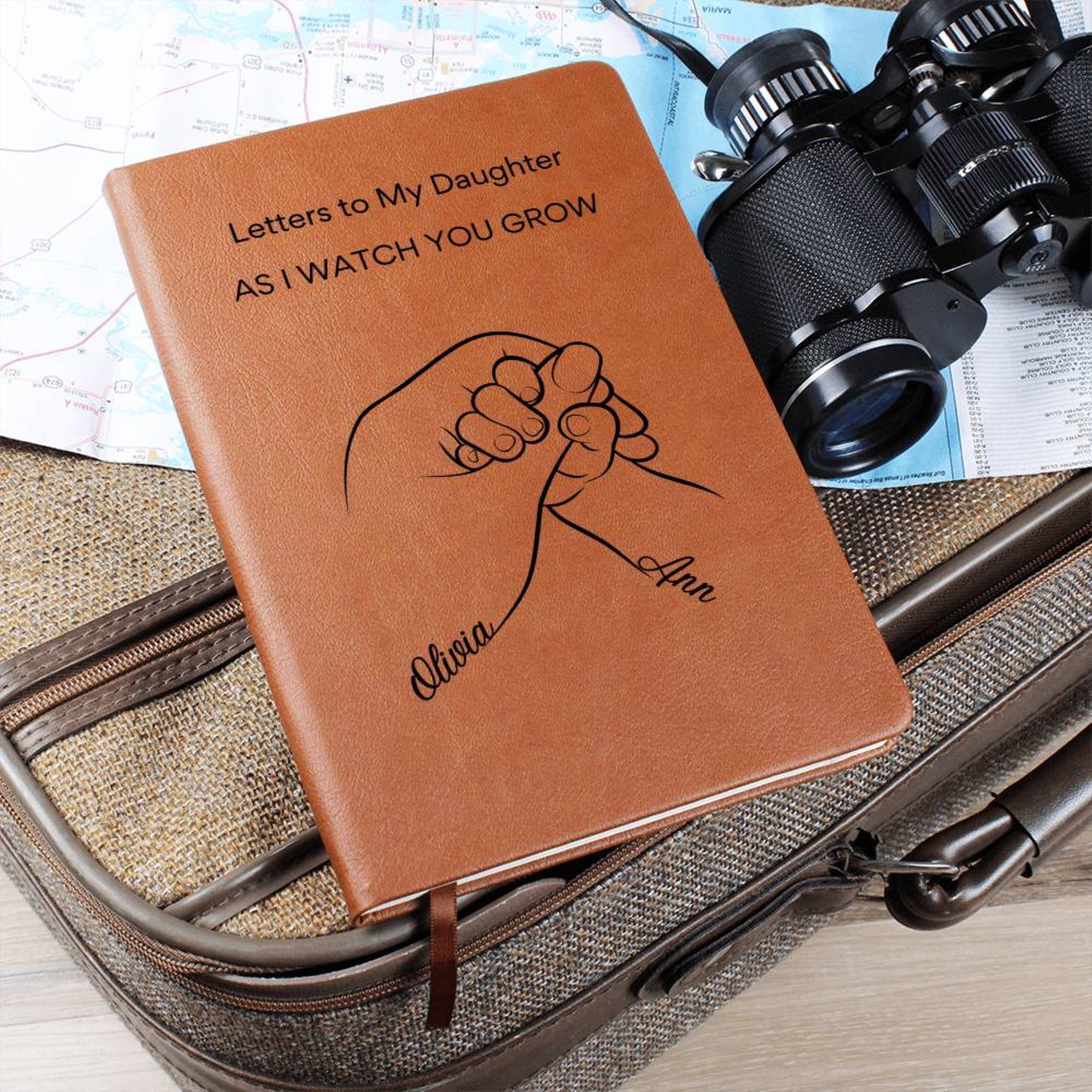 Letters to My Daughter Journal, Pregnancy Journal, Personalized Keepsake A5 Vegan Leather Notebook, Letters to Baby Girl, Baby Shower Gift