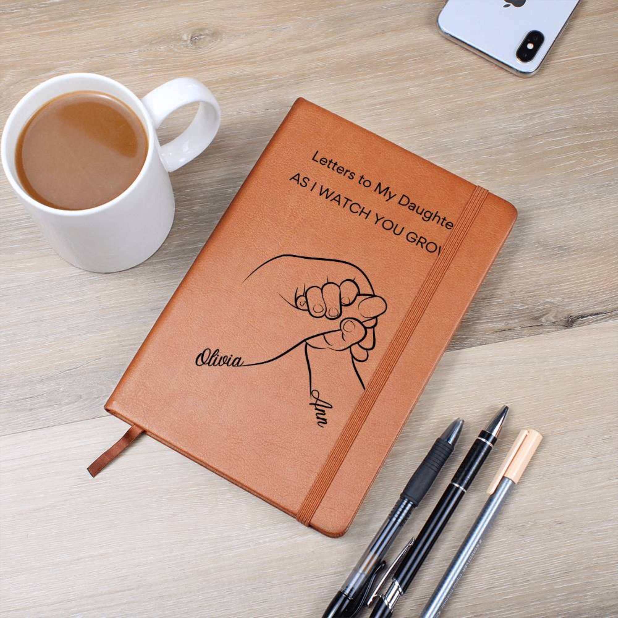 Letters to My Daughter Journal, Pregnancy Journal, Personalized Keepsake A5 Vegan Leather Notebook, Letters to Baby Girl, Baby Shower Gift