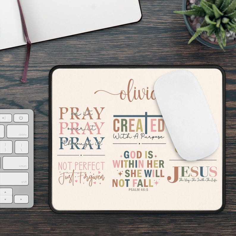 Personalized Christian Desk Mat, Prayer Bible Verse Mousepad, Spiritual ...