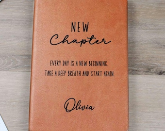 Personalized New Chapter Journal, Addiction Recovery Sobriety Gift, New Beginnings Custom Name Notebook, A5 Vegan Leather Journal D05