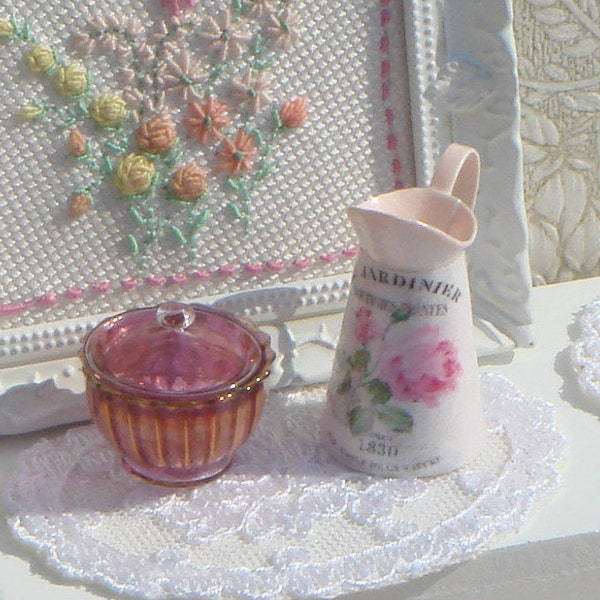 Dollhouse miniature Shabby chic Romantic pitcher . 1:12 Miniature bath complements for dollhouses. Perfumery dollhouse miniature.