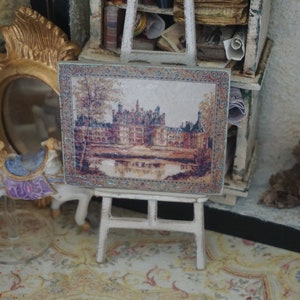 NIEUW**Antiek poppenhuiskasteelwandpaneel. Shabby vintage paneel. 1:12 poppenhuispanelen. Poppenhuis Shabby vintage decor poppenhuis schilderij.