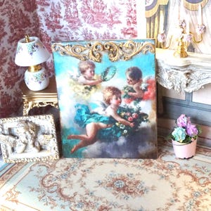 NIEUW**Antiek brocante paneel poppenhuis. 1:12 poppenhuisminiatuur wandpaneel in Franse stijl. Wanddecoratie poppenhuis in Franse stijl. Rococo-poppenhuis