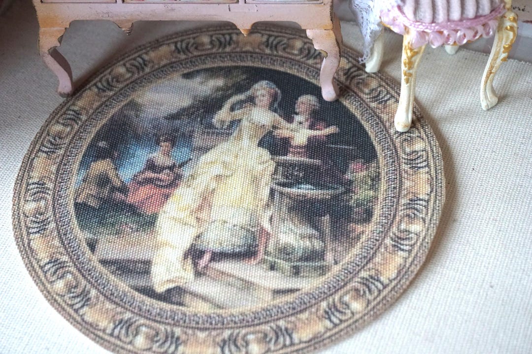New***dollhouse Round Aubusson Rug. 1:12 Dollhouse Miniature Rugs ...