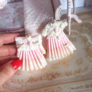 NEW**Dollhouse quality party lace dress. 1:12 christening gown miniature babies clothing collectors. Crocheted miniature children