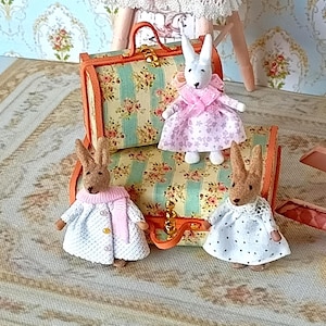1:12 Dollhouse Miniature dressed bear-rabbit. Dollhouseminiature children toys for Dollhouses. Dolls for collection. Miniature art dolls.