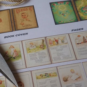 PDF- Bless BOOK - 1:12 Digital  dollhouse Miniature books, boxes, bags, covers downloads.  Yourself book printies.