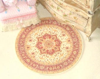 Dollhouse Round Classic Rug. 1:12 Dollhouse miniature rugs.