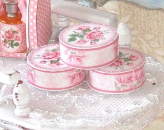 Dollhouse Cream Tins-Roses Fragance Collection. 1:12 Miniature Collection for Dollhouses.