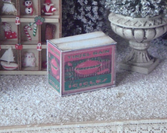 Dollhouse Christmas Antique decorations box. 1:12 Christmas box for Dollhouses. Miniature complements for chirsmtas.