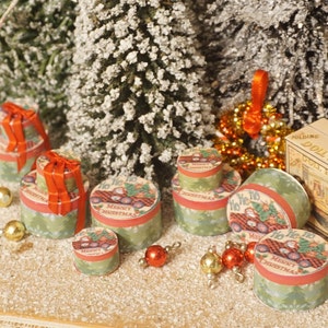 NEW**Dollhouse Vintage Christmas gifts boxes collection. 1:12 boxes dollhouse miniature christmas decor dolls collectors.