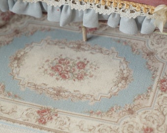 NEW**Dollhouse Aubusson rug. 1:12 Dollhouse miniature shabby tapastries and rugs. Dense fringed.