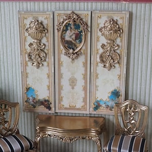 NEW**Dollhouse Aubusson set of Panels. 1:12 Dollhouse Miniature french style wall panel. Dollhouse wall decor french style. Rococo dollhouse