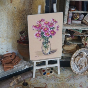 NEU**Puppenhaus Blumenbild. Shabby Vintage Blumenplatte. 1:12 Puppenhaus Verkleidungen. Puppenhaus Shabby Vintage Dekor Puppenhaus Malerei.