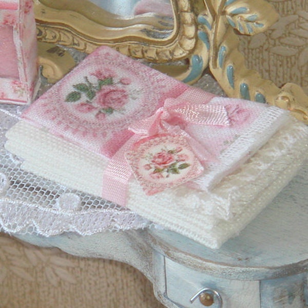 Dollhouse Towels-Roses Fragance Collection. 1:12 Miniature Collection for Dollhouses.