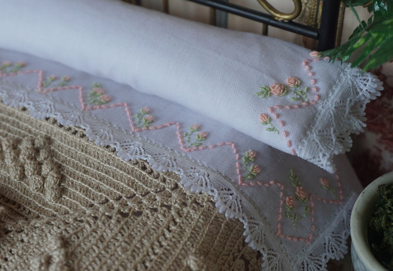 Ooakdollhouse Cotton Hand Embroidered Sheets.112 Bedlinen Etsy