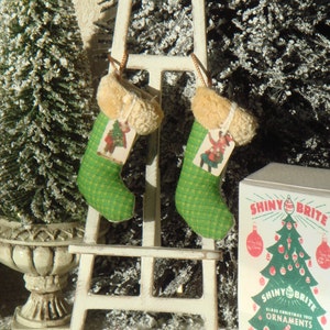 Dollhouse Vintage Christmas stocking. 1:12 Miniature Christmas stocking for dollhouses. Miniature ornaments for dollhouses.