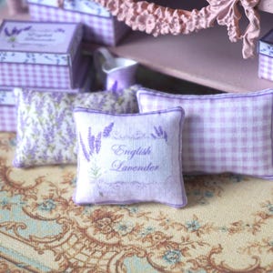 NEW**Dollhouse lavender style pillow. 1:12 dollhouse miniature cushion. Lavender collection dollhouse decor shabby french style.