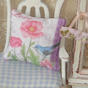 Dollhouse Shabby Floral Pillow. 1:12 dollhouse Miniature pillow.