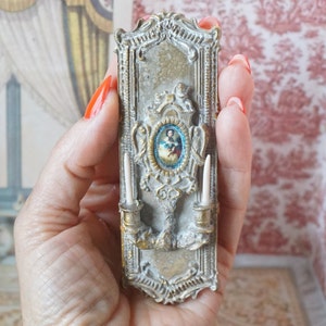 NEW**Dollhouse barroque chandelier candles wall panels. 1:12 ornate chandelier miniature shabby french rococo decor candle dollhouse.