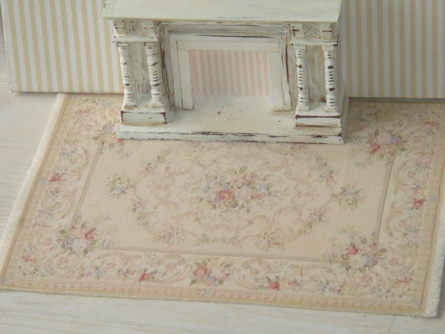 XL- Dollhouse Aubusson big size rug. 1:12 Dollhouse miniature rugs. 2…