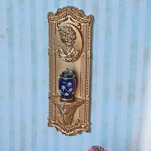 NEW**Dollhouse brocante barroque wall vase panel. 1:12 ornate chandelier miniature shabby french rococo decor candle dollhouse.