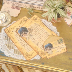 Dollhouse Vintage Letter and mattching envelope. 1:12 Miniature aphotecary for Dollhouses.