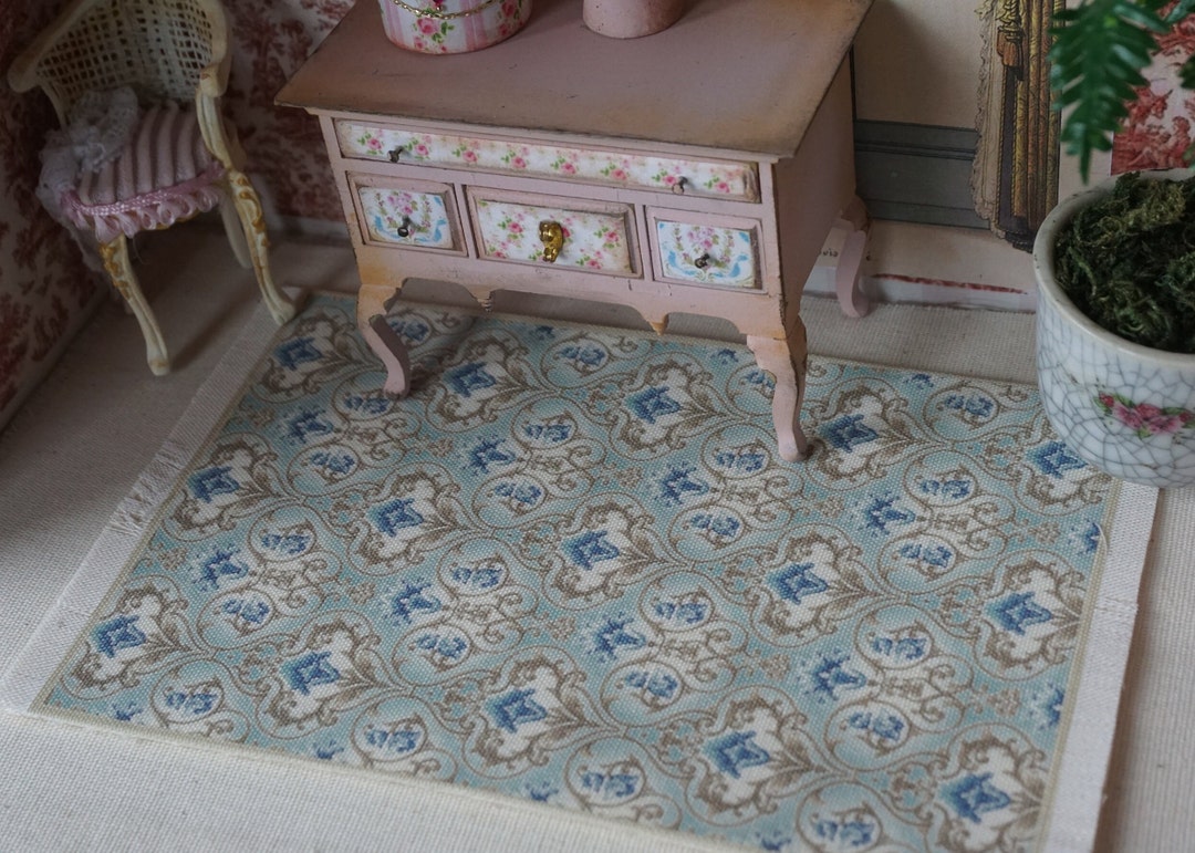 Miniature Rug Patterns New**dollhouse Miniature Rug. 1:12 Dollhouse Aubusson, Classic ...