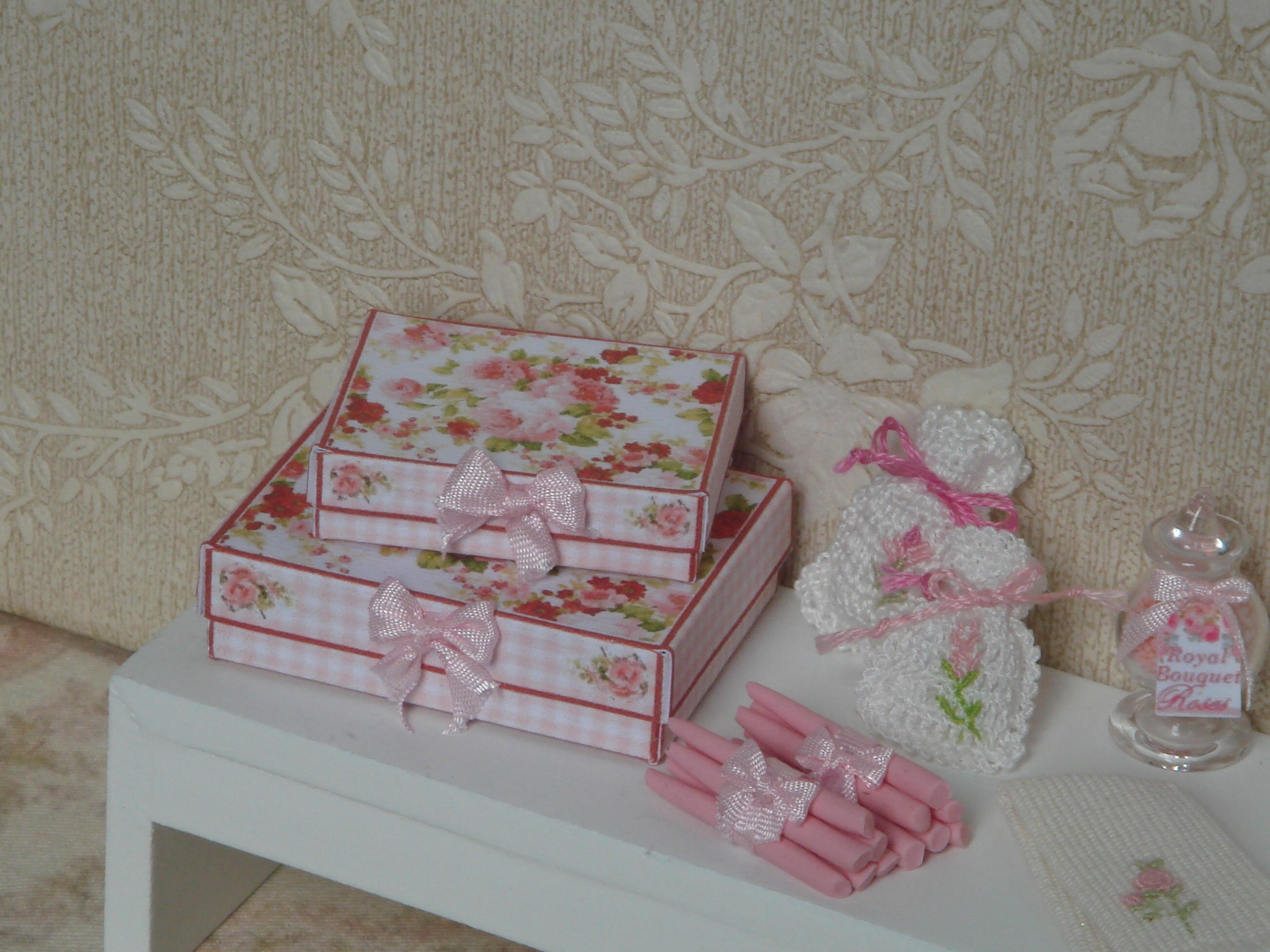 NEW** Two Shabby Storage Boxes. 1:12 Miniature Assambled Openable ...
