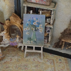 NEU**Puppenhaus Blumenbild. Shabby Vintage Blumenplatte. 1:12 Puppenhaus Verkleidungen. Puppenhaus Shabby Vintage Dekor Puppenhaus Malerei.
