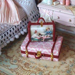 NEW**Dollhouse Miniature deluxe suitcase set. TWO Miniature luggage suitcases for dollhouses. 1:12 Miniature luggage Miniature collector.
