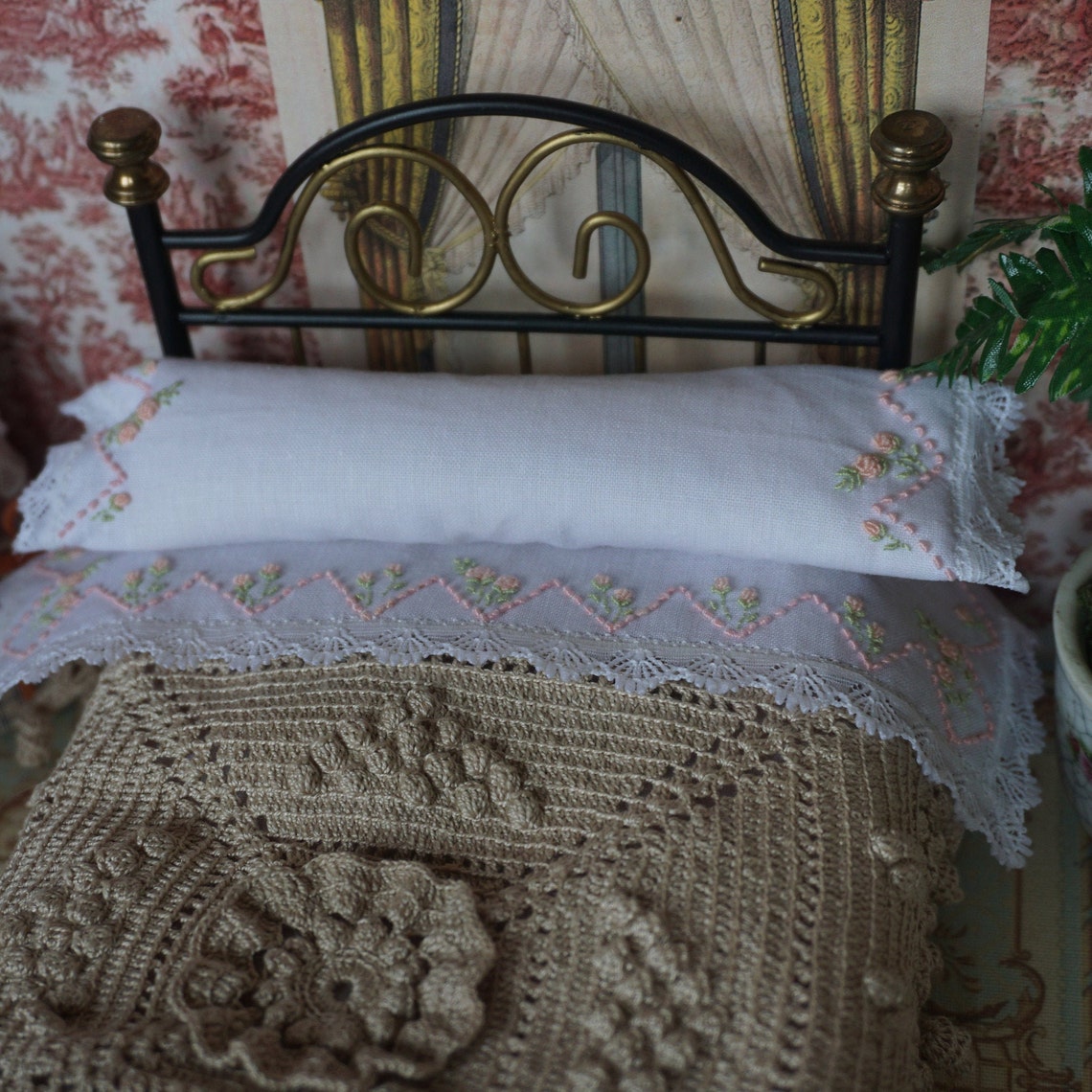 Ooakdollhouse Cotton Hand Embroidered Sheets.112 Bedlinen Etsy