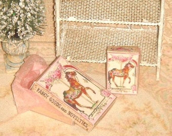 TWO Dollhouse Vintage Carousel  boxes. 1:12 dollhouse miniature boxes. Children dollhouse miniatures collectors nursery dolls.