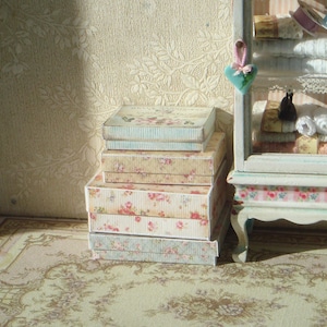 NEW***Dollhouse four Shabby Distressed hard boxes. 1:12 Miniature old storage boxes for Dollhouse.