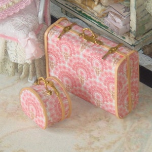 NEW**Two Retro pieces of luggage for Dollhouses. 1:12 Miniature suitcase for Dollhouse.