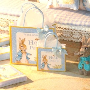Dollhouse Two Peter Rabbit gift bags. 1:12 Miniature Hello Peter Collection.