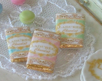 Dollhouse Chocolate Bars. 1:12 Miniature  Chocolates for Dollhouses. Patisserie Miniature Collection.