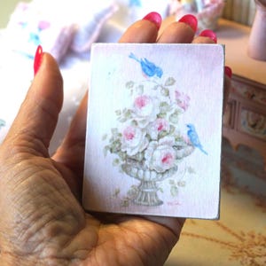 NIEUW**Bloemenfoto poppenhuis. Shabby vintage bloemenpaneel. 1:12 poppenhuispanelen. Poppenhuis Shabby vintage decor poppenhuis schilderij.