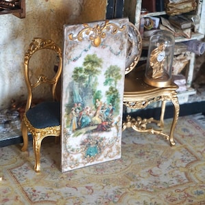 Aubusson-paneel voor poppenhuis. 1:12 poppenhuisminiatuur wandpaneel in Franse stijl. Wanddecoratie poppenhuis in Franse stijl. Rococo-poppenhuis