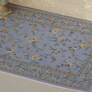 Dollhouse Floral rug. 1:12 Dollhouse miniature rugs. Dense fringed.