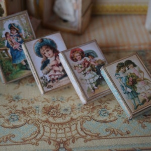 NEW**Dollhouse set of four vintage Doll boxes for Dollhouses. 1:12 Dollhouse Miniature boxes.Antique rockers boxes mini antique toys.