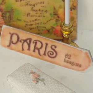 Dollhouse Paris  Vintage sign. 1:12 Dollhouse Miniature sign.