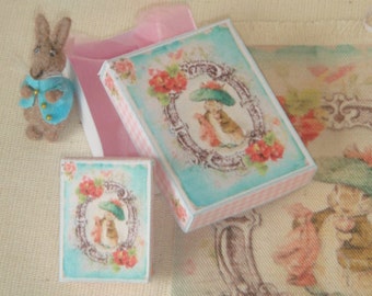 Dollhouse Two shabby Peter Rabbit boxes. 1:12 Miniature Peter Rabbit collection.