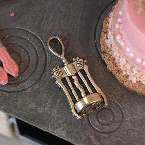 NEW** Dollhouse mini metal corkscrew  .1:12 Miniature shabby decor. Dollhouse kitchen complements dolls collector.