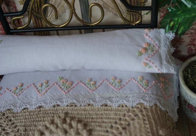 Ooakdollhouse Cotton Hand Embroidered Sheets.112 Bedlinen Etsy