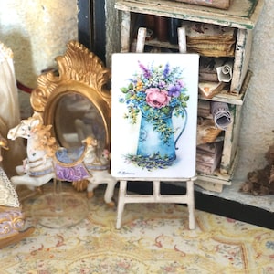 NIEUW**Bloemenfoto poppenhuis. Shabby vintage bloemenpaneel. 1:12 poppenhuispanelen. Poppenhuis Shabby vintage decor poppenhuis schilderij.