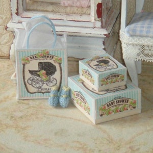 PDF** DOWNLOAD Baby shower set bags and boxes. 1:12 Miniature set of boxes & bags dollhouse. 1-6 scale miniature books home printable.