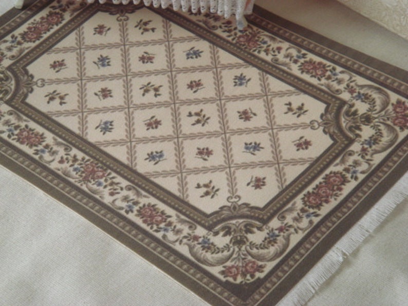Miniature Rug Patterns New*dollhouse Elegant Rug. 1:12 Dollhouse Miniature Rugs. Dense Fringed ...