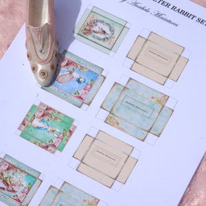 PDF***Conjunto de cajas a color vintage de Peter Rabbit descargable. Cajas digitales en miniatura para coleccionistas de casas de muñecas.
