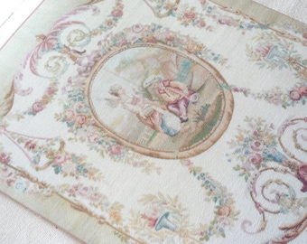 NEW**Dollhouse Romantic victorian rug. 1:12 Dollhouse miniature rugs.  Dense fringle. Mini shabby romantic rugs and carpets for miniatures.